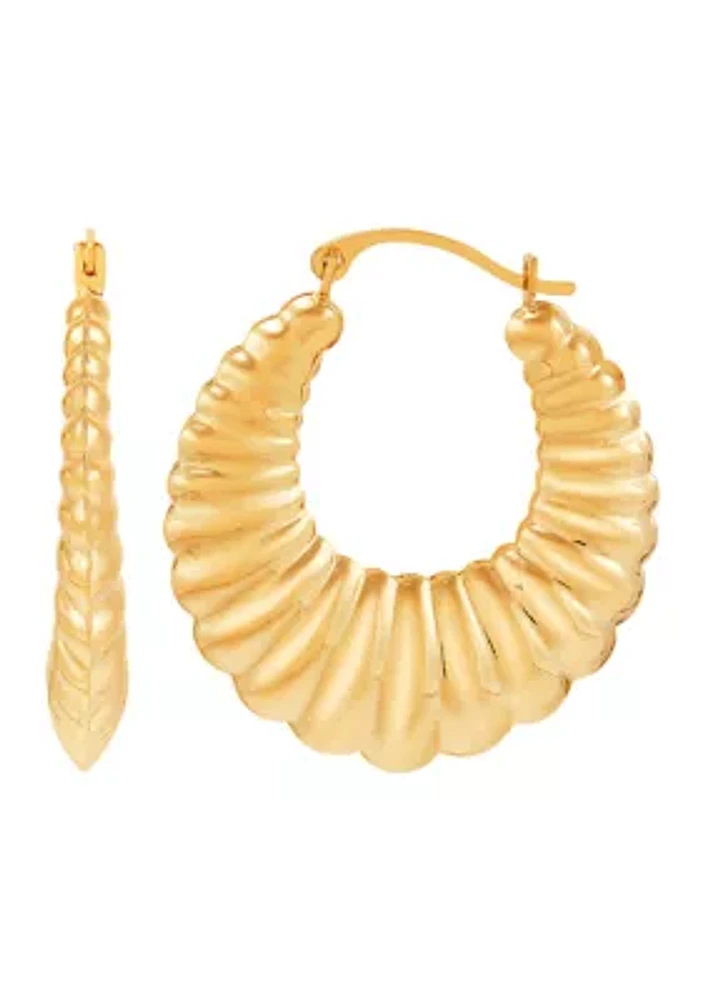 Ribbed Hoop Earrings in 14K Yellow Gold