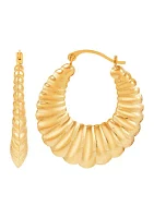 Ribbed Hoop Earrings in 14K Yellow Gold