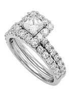 My Forever 2 ct. t.w. Princess & Round Diamond Bridal Ring Set in 14k White Gold 