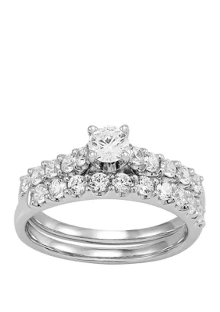 My Forever 1 ct. t.w. Princess & Round Diamond Bridal Ring Set in 14k White Gold 