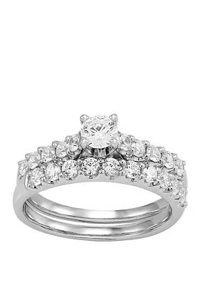 My Forever 1 ct. t.w. Princess & Round Diamond Bridal Ring Set in 14k White Gold 