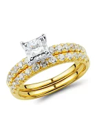  1 ct. t.w. Diamond Princess Bridal Ring Set in 10K Yellow and White Gold