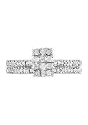 1/2 ct. t.w. Diamond  Princess Bridal Ring Set in 10K White Gold