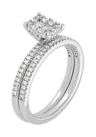 1/2 ct. t.w. Diamond  Princess Bridal Ring Set in 10K White Gold