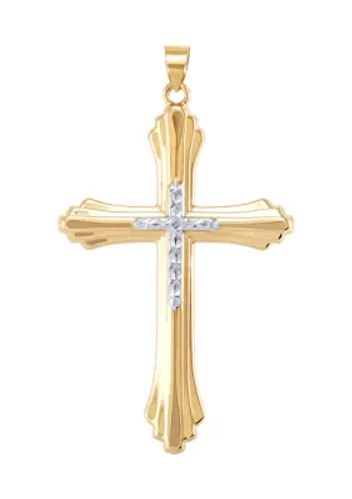 Large Layer Cross Peandant in 10K Yellow Gold