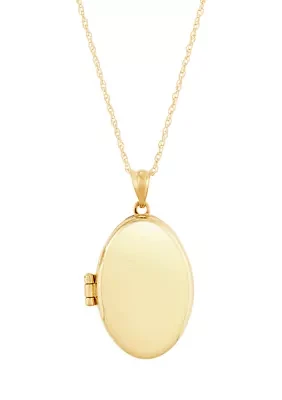 Oval Locket with 18" Rope Chain in 10K Yellow Gold