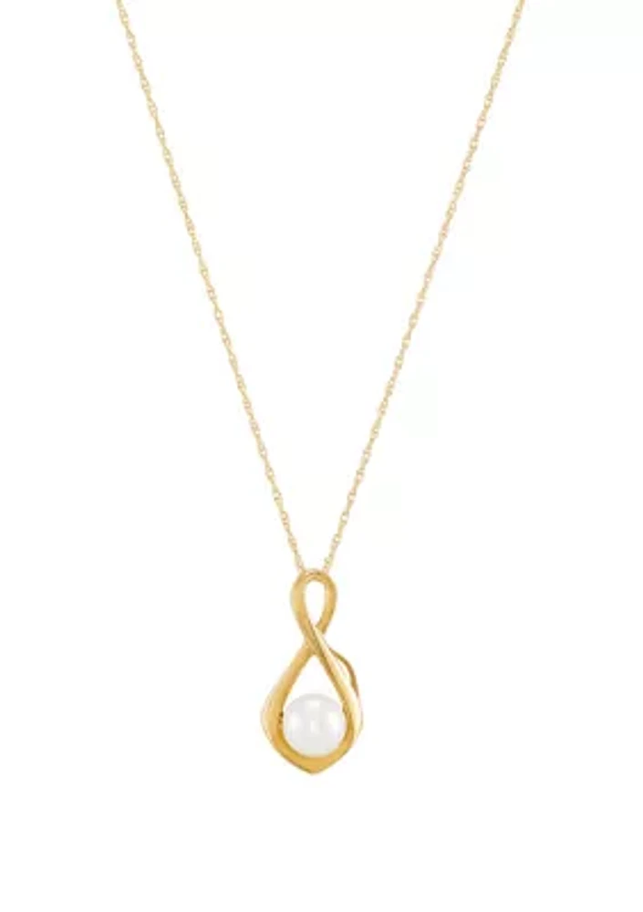 1.7 ct. t.w. Freshwater Pearl Pendant Necklace in 10K Yellow Gold 