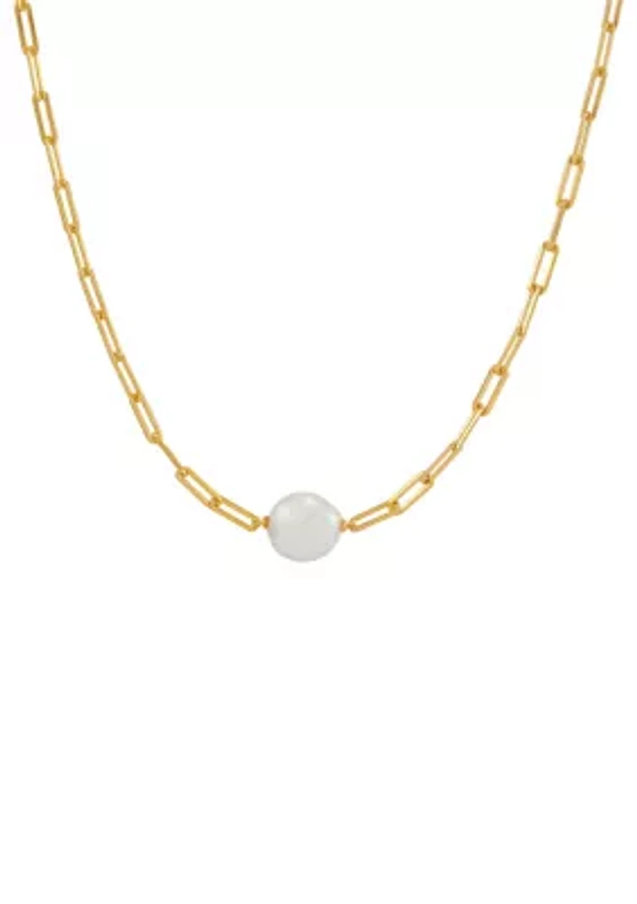 Freshwater Pearl Necklace in Gold Over Silver