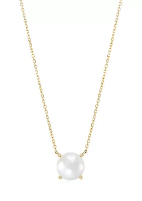 10-10.5 Millimeter Solitaire Pearl Necklace in 10K Yellow Gold