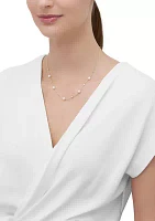 Pearl and 1/5 ct. t.w. Lab Grown Diamond Station Necklace in 10K Yellow Gold