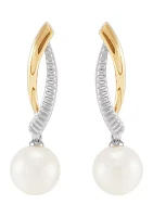 Freshwater Pearl Earrings in Sterling Silver & 10K Yellow Gold