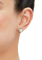 Freshwater Pearl Stud Earrings in Sterling Silver & 10K Yellow Gold