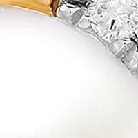 1/4 ct. t.w. Lab Grown Diamond and 7-7.5 Millimeter Button Pearl Earrings in 10K Yellow Gold