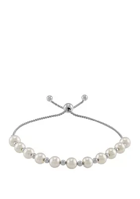 18.7 ct. t.w. Freshwater Pearl Bolo Bracelet in Sterling Silver 