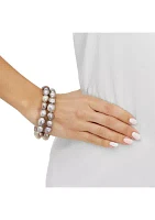 Gray Down Ming Paerl 2 Stretch Bracelet Set