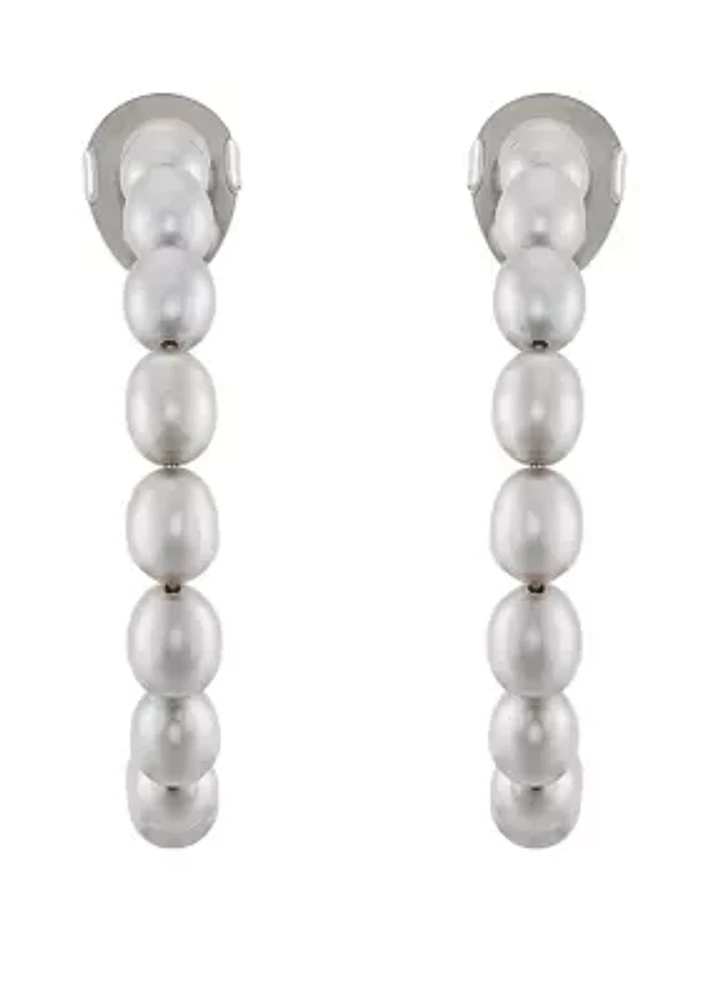 Freshwater Pearl Hoop Earrings in Sterling Silver 