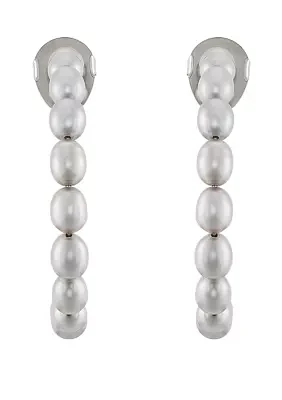 Freshwater Pearl Hoop Earrings in Sterling Silver 