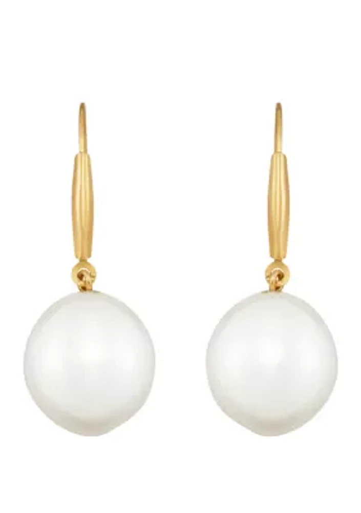 14k Gold White Baroque Drop Earrings