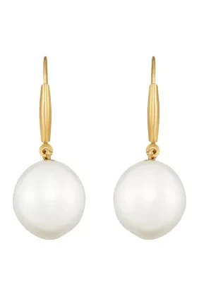 14k Gold White Baroque Drop Earrings