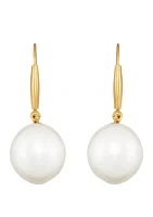 14k Gold White Baroque Drop Earrings