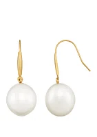 14k Gold White Baroque Drop Earrings