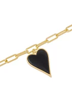 Black Onyx Heart Bracelet in Gold Over Sterling Silver