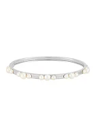 Freshwater Pearl Bangle Bracelet in Sterling Silver