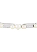 Freshwater Pearl Bangle Bracelet in Sterling Silver