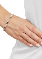 Freshwater Pearl Bangle Bracelet in Sterling Silver