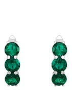 2.64 ct. t.w. Created Emerald Hoop Earrings in Sterling Silver