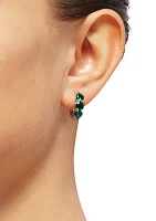 2.64 ct. t.w. Created Emerald Hoop Earrings in Sterling Silver