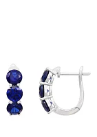 Created Sapphire Hoop Earring in Sterling Silver