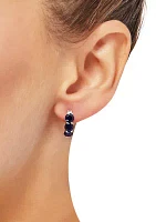 Created Sapphire Hoop Earring in Sterling Silver