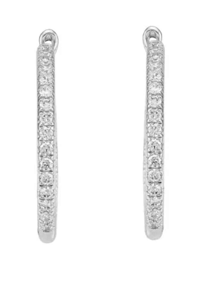 1.0 ct. t.w. Diamond Hoop Earrings in 10k White Gold