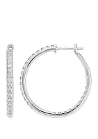 1.0 ct. t.w. Diamond Hoop Earrings in 10k White Gold