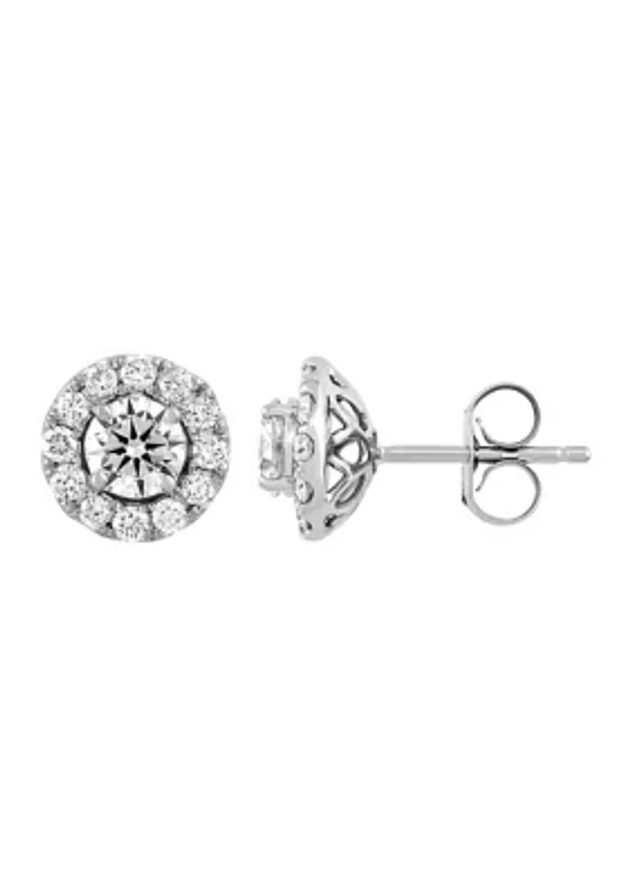 Lab Created 1 ct. t.w. Lab Diamond in 10K White Gold Earrings