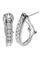 1/2 ct. t.w. Diamond Hoop Earrings in 10k White Gold