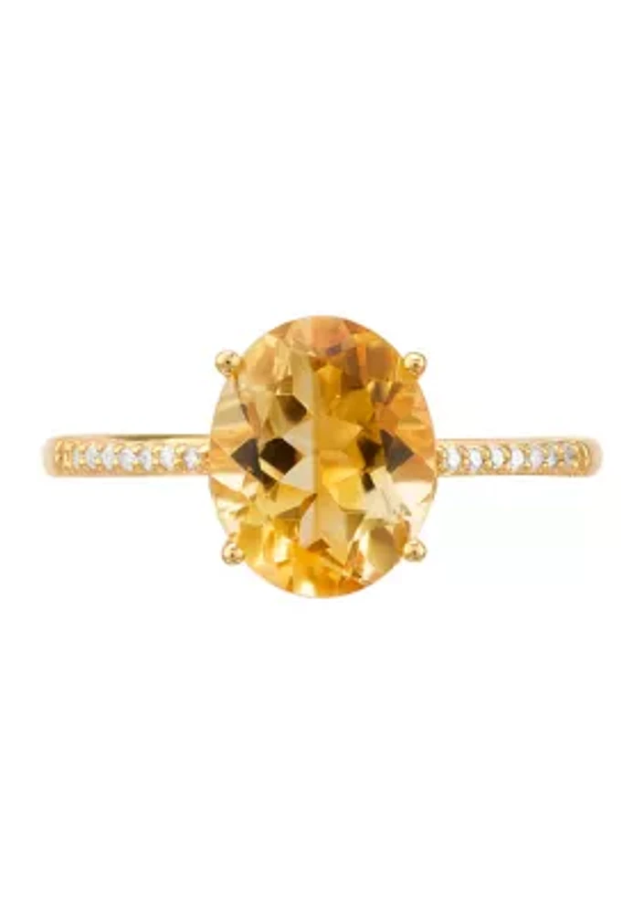 Citrine and 1/20 ct. t.w. Diamond Ring in 10K Yellow Gold