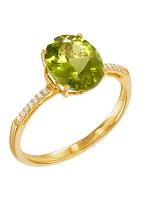 Peridot and 1/20 ct. t.w. Diamond Ring in 10K Yellow Gold