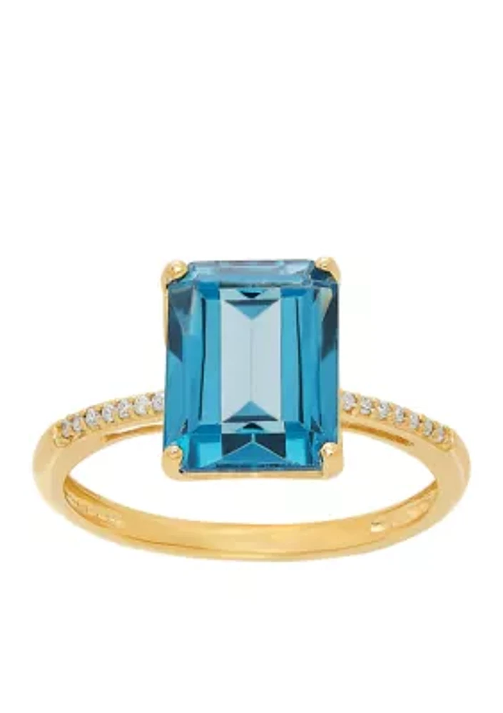 0.042 ct. t.w. Diamond and London Blue Topaz Ring in 10k Yellow Gold 