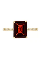  1/10 ct. t.w. Diamond  and Garnet Ring in 10K Yellow Gold