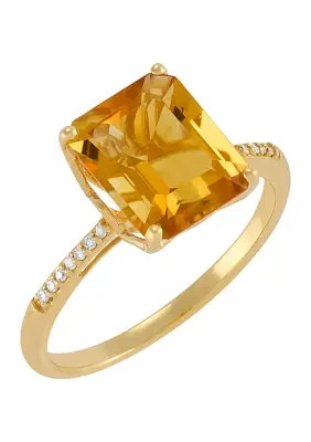 Citrine and 1/20 ct. t.w. Diamond Ring in 10K Yellow Gold