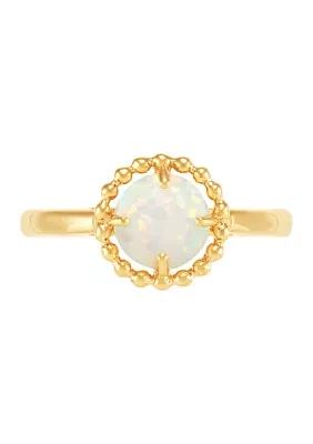 Lab-Created Opal Bead Ring in 10K Yellow Gold