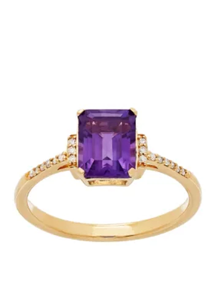 0.054 ct. t.w. Diamond and Amethyst Ring in 10k Yellow Gold 