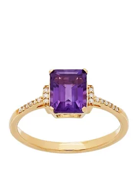 0.054 ct. t.w. Diamond and Amethyst Ring in 10k Yellow Gold 