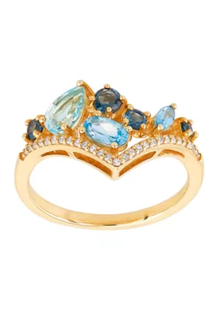 1.21 ct. t.w. Topaz and 1/10 ct. t.w. Diamond Ring in 10K Yellow Gold