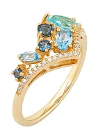 1.21 ct. t.w. Topaz and 1/10 ct. t.w. Diamond Ring in 10K Yellow Gold