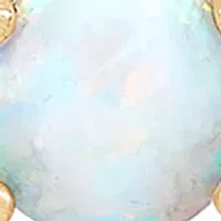 1/10 ct. t.w. Lab Created Diamond and Opal 3 Stone Necklace in 10K Yellow Gold