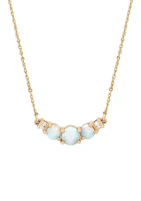 1/10 ct. t.w. Lab Created Diamond and Opal 3 Stone Necklace in 10K Yellow Gold