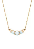 1/10 ct. t.w. Lab Created Diamond and Opal 3 Stone Necklace in 10K Yellow Gold